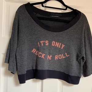 Wildfox Rock N’ Roll Cropped Baggy Beach Jumper